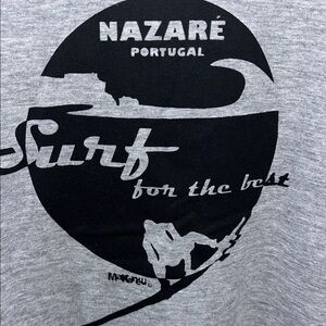 Gray Nazare Portugal BIG Waves History Soft Portuguese Men’s Surfing T Shirt XL